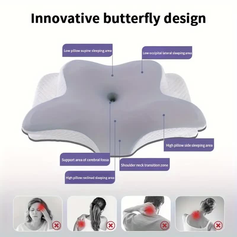Butterfly Cervical Pillow Memory Foam Orthopedic Neck Support Pillow