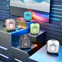 crystal sound tws transparent wireless earbuds with led power display