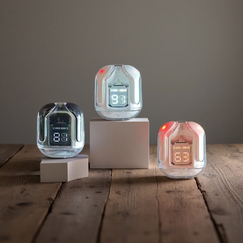 Crystal Sound TWS Transparent Wireless Earbuds with LED Power Display