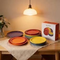 rainbow enamel dinner plates set colorful round decorative tableware