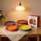 Rainbow Enamel Dinner Plates Set Colorful Round Decorative Tableware 0