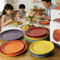 Rainbow Enamel Dinner Plates Set Colorful Round Decorative Tableware 4