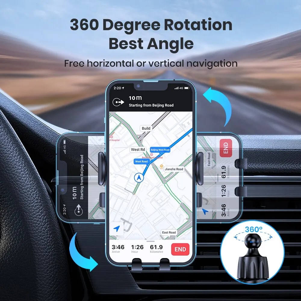 Gravity Lock Car Phone Holder Air Vent Mount For Safe Hands Free Driving 2