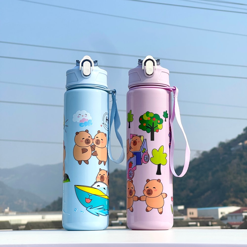 Cute Large Capacity Water Bottle With Straw For Girls And Students 2