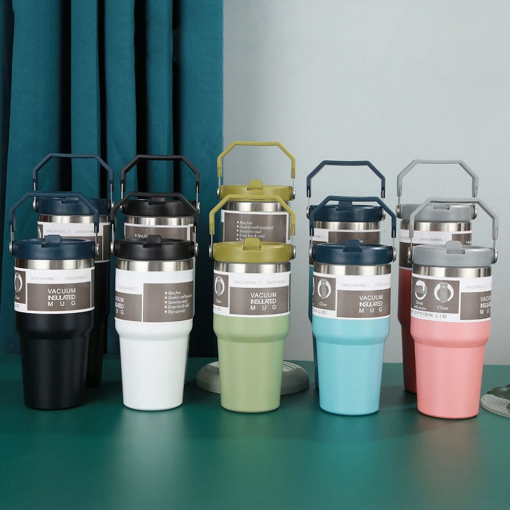 Insulated Stainless Steel Tumbler with Straw for Car and Travel