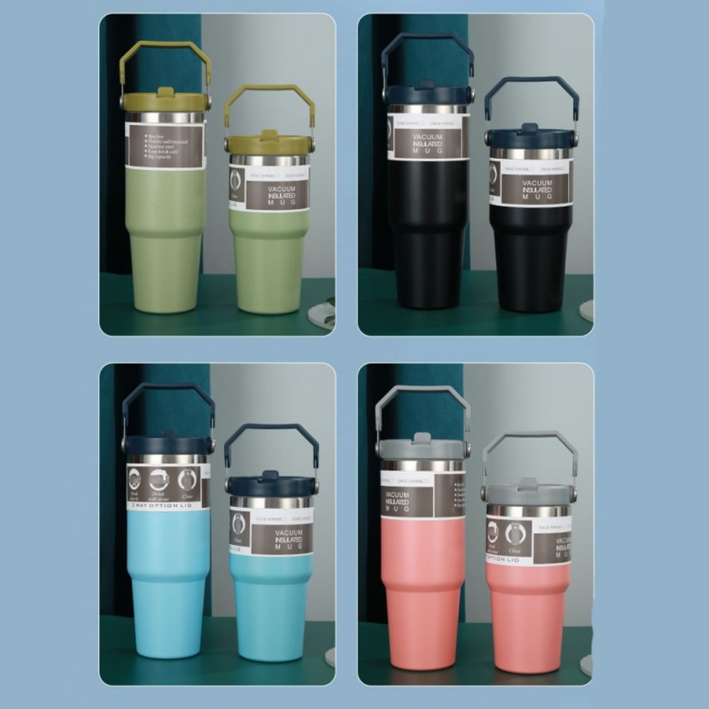 Insulated Stainless Steel Tumbler with Straw for Car and Travel