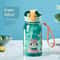Portable Bear Water Bottle for Kids Leakproof BPA Free Cartoon Sippy Cup with Straw