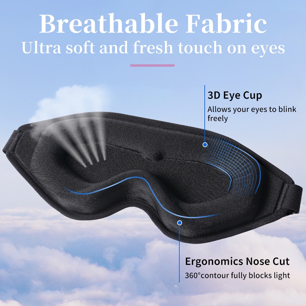 Adjustable Blackout Eye Mask Breathable Portable Sleep Mask for Travel and Home