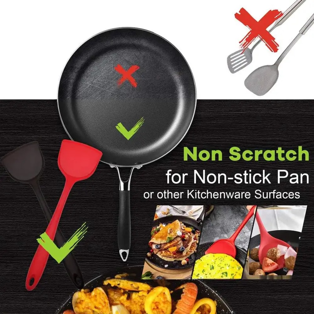 Flexible Silicone Spatula for Non Stick Pans High Temp Dishwasher Safe Kitchen Turner for Omelettes & Fish