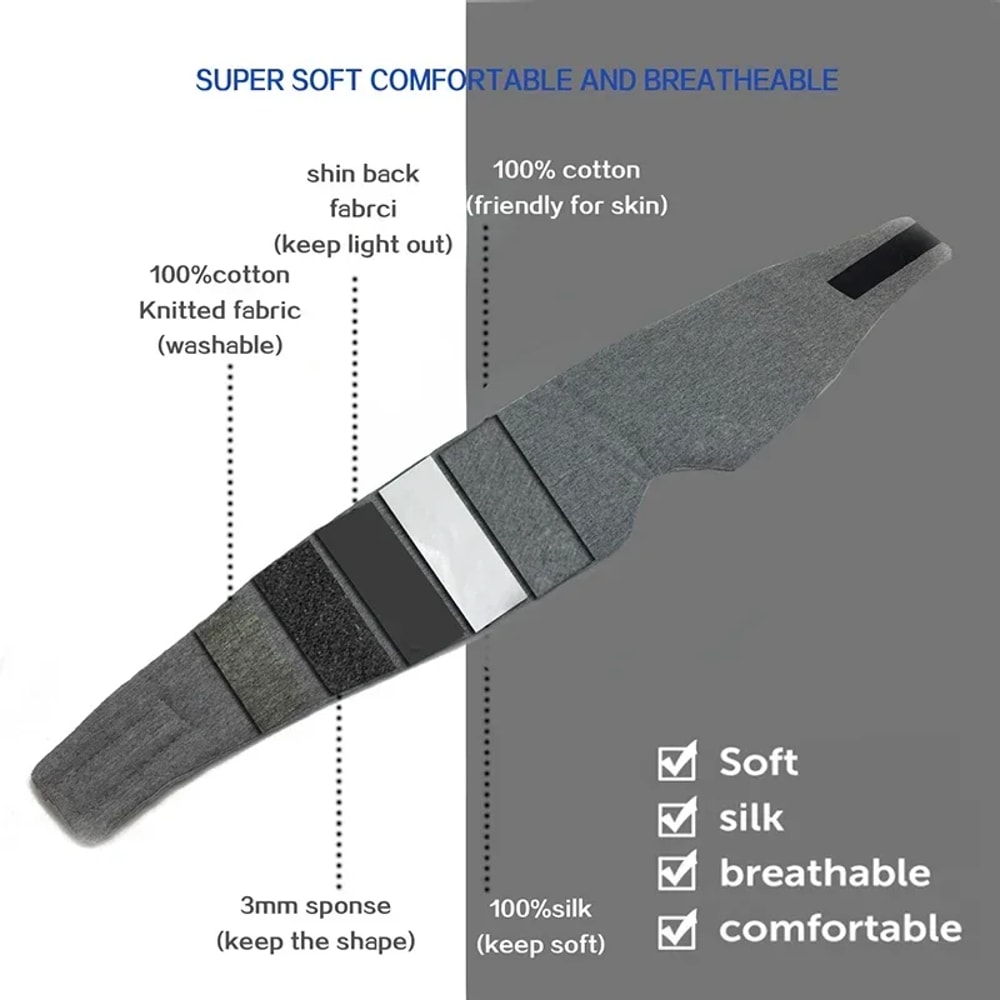 Handmade Cotton Blackout Sleep Mask for Side Sleepers Soft & Portable Eye Covers for Travel