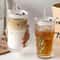 Large Capacity Transparent Glass Coffee Cup with Lid and Straw Reusable Juice & Iced Coffee Tumbler