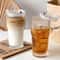 Large Capacity Transparent Glass Coffee Cup with Lid and Straw Reusable Juice & Iced Coffee Tumbler