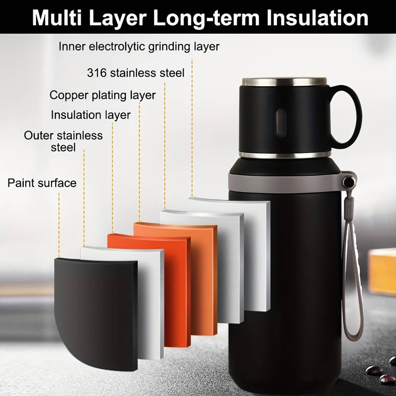 Stainless Steel Travel Mug Leak Proof Coffee Tea Thermos For Office Outdoor Use 4