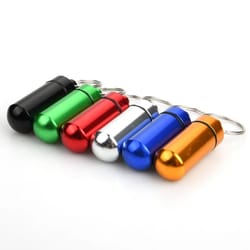 portable waterproof mini medicine bottle keychain multi color aluminum storage for travel and outdoors
