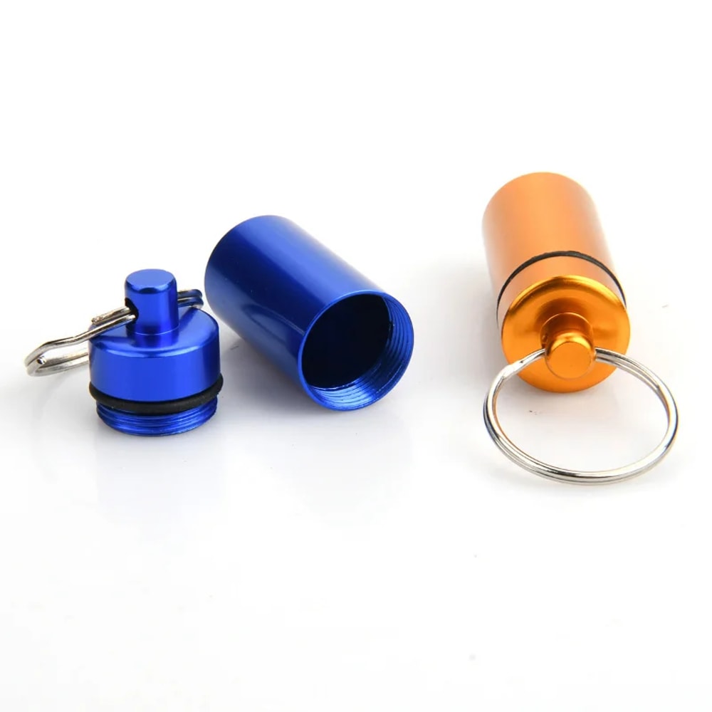 Portable Waterproof Mini Medicine Bottle Keychain Multi Color Aluminum Storage For Travel And Outdo 4
