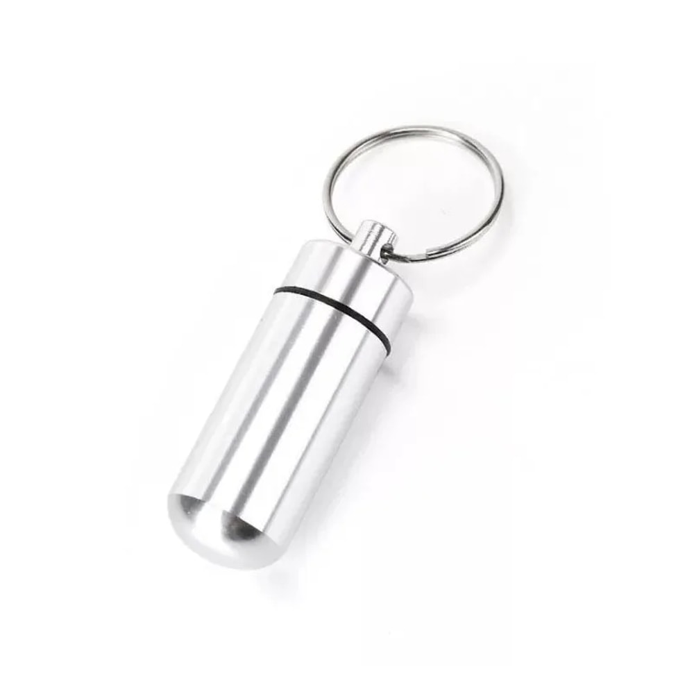 Portable Waterproof Mini Medicine Bottle Keychain Multi Color Aluminum Storage For Travel And Outdo 5