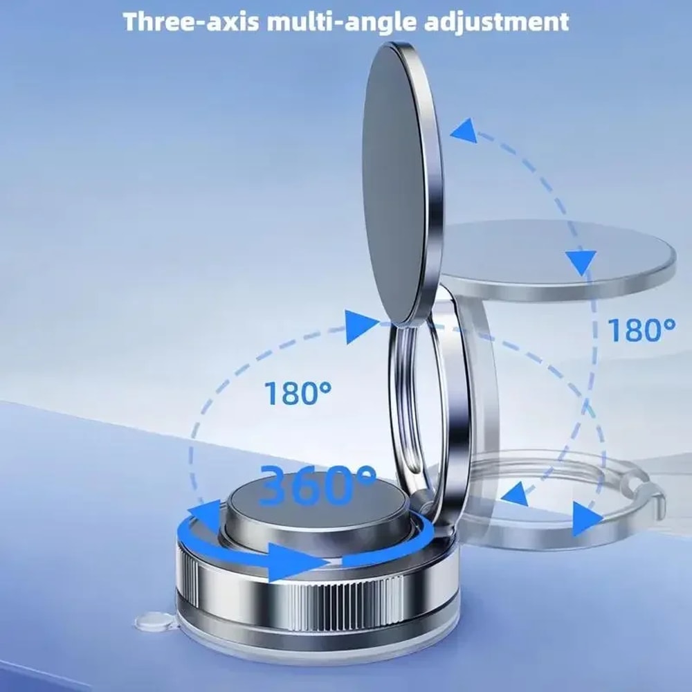 Foldable Magnetic Phone Mount with Vacuum Suction Cup Ultra Strong Adsorption Alloy Bracket for Cars & Desktops
