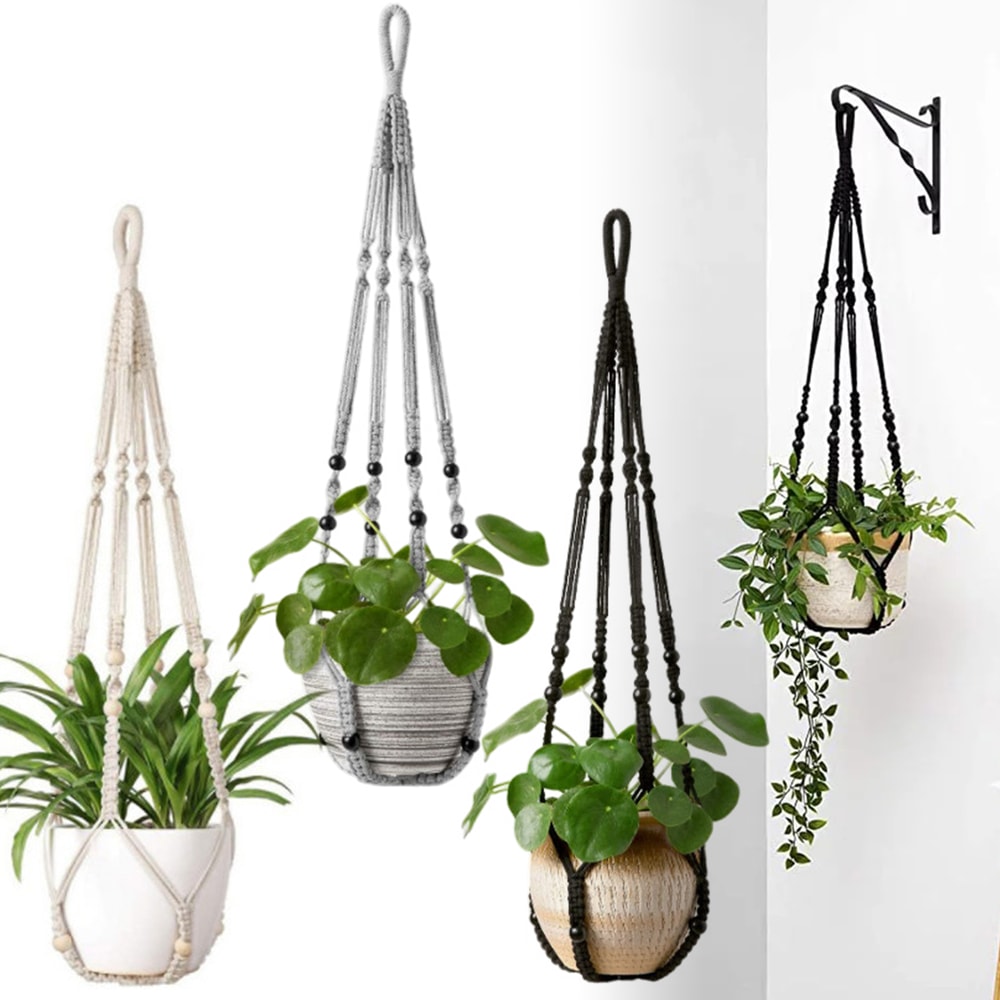 Handmade Macrame Plant Hanger With Cotton Rope Ideal For Balcony And Courtyard Decor 0