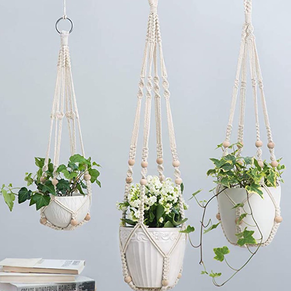 Handmade Macrame Plant Hanger With Cotton Rope Ideal For Balcony And Courtyard Decor 1