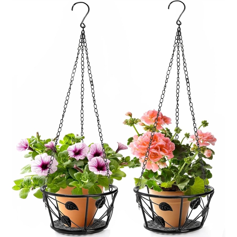 Metal Plant Hanger with Ceiling Hook Modern Hanging Basket for Indoor Outdoor Plants Home Decor