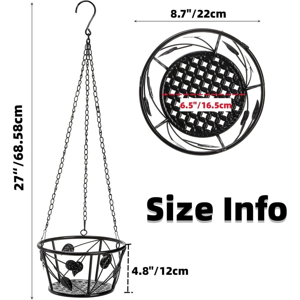 Metal Plant Hanger with Ceiling Hook Modern Hanging Basket for Indoor Outdoor Plants Home Decor