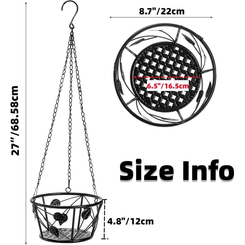 Metal Plant Hanger with Ceiling Hook Modern Hanging Basket for Indoor Outdoor Plants Home Decor