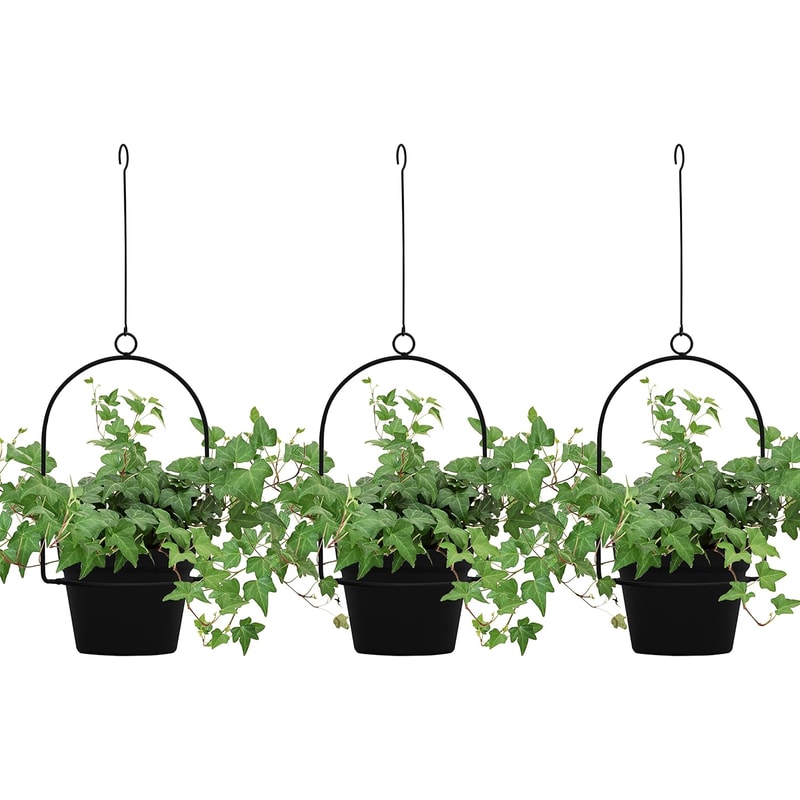 Black Hanging Planters for Indoor & Outdoor Use Flower Pot Hangers Decorative Planter Set