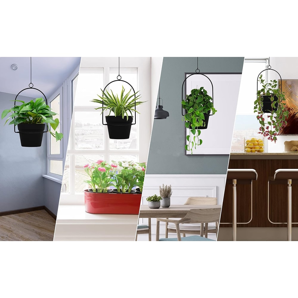 Black Hanging Planters for Indoor & Outdoor Use Flower Pot Hangers Decorative Planter Set