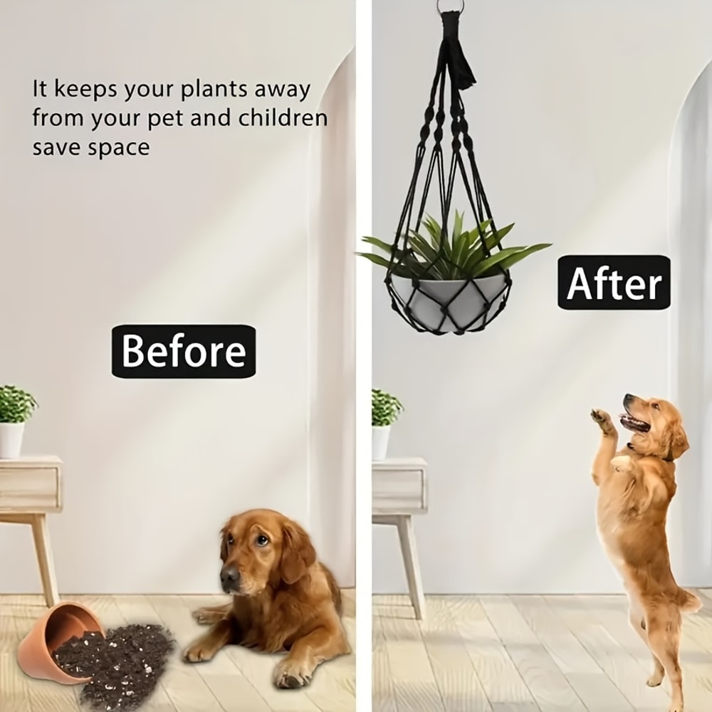 Bohemian Macrame Plant Hanger Black White Hanging Holder For Indoor And Outdoor Garden Decor 1