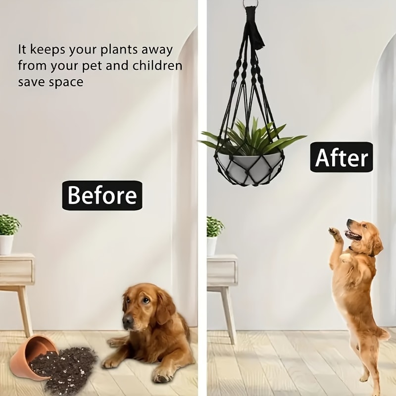 Bohemian Macrame Plant Hanger Black White Hanging Holder For Indoor And Outdoor Garden Decor 1