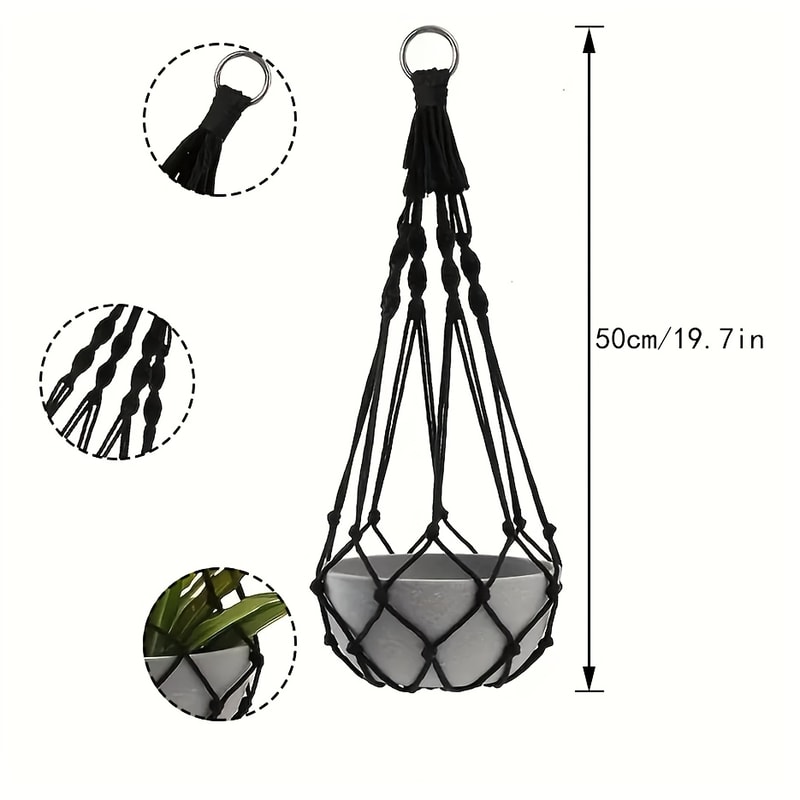 Bohemian Macrame Plant Hanger Black White Hanging Holder For Indoor And Outdoor Garden Decor 3
