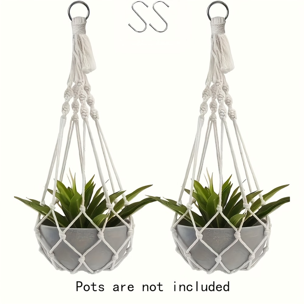 Bohemian Macrame Plant Hanger Black White Hanging Holder For Indoor And Outdoor Garden Decor 4
