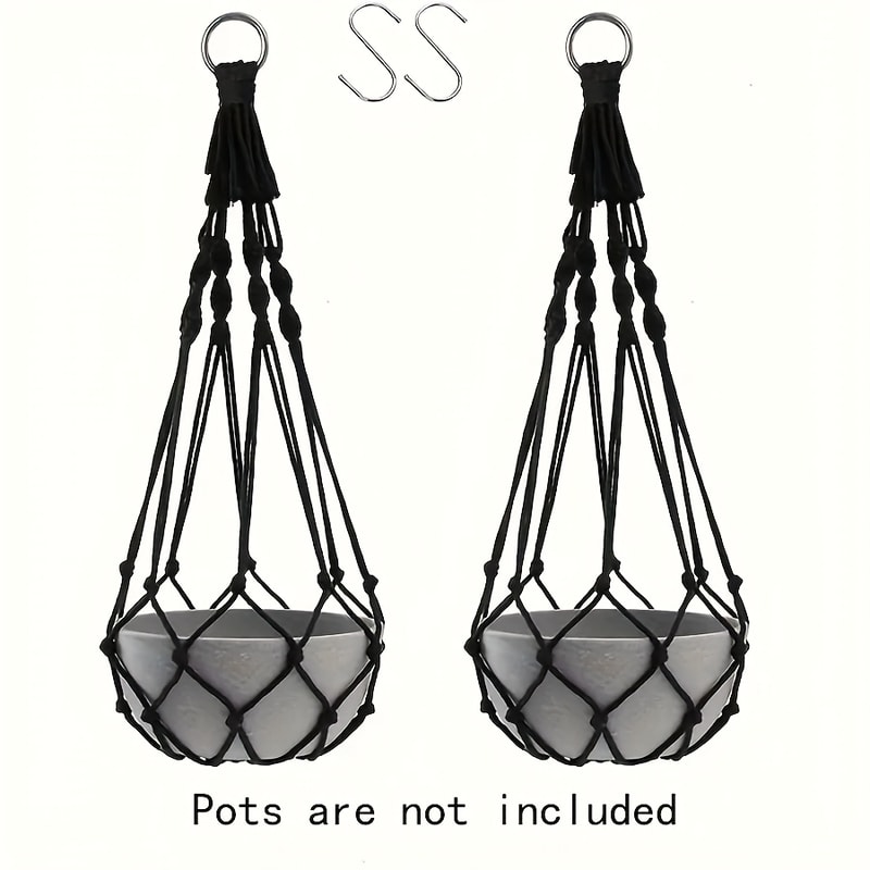 Bohemian Macrame Plant Hanger Black White Hanging Holder For Indoor And Outdoor Garden Decor 5