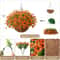 Realistic UV Resistant Faux Hanging Basket with Orange Silk Daisy for Fall Outdoor Porch & Patio Decoration