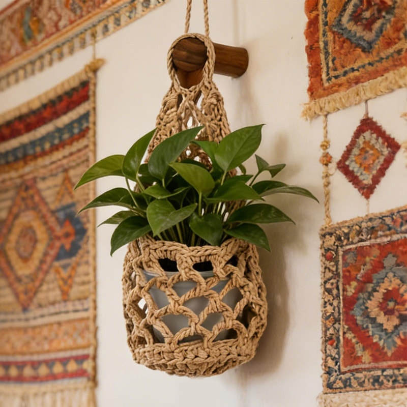 Boho Macrame Plant Hanger Cotton Hanging Planter For Indoor Flower Pots 2