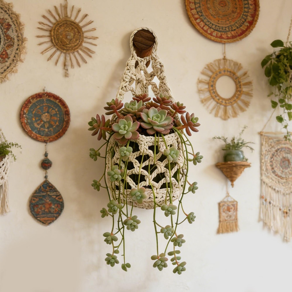 Boho Macrame Plant Hanger Cotton Hanging Planter For Indoor Flower Pots 3