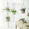 Macrame Double Hanging Planter Basket Stylish Indoor Outdoor Cotton Rope Planter For Home Decor 3