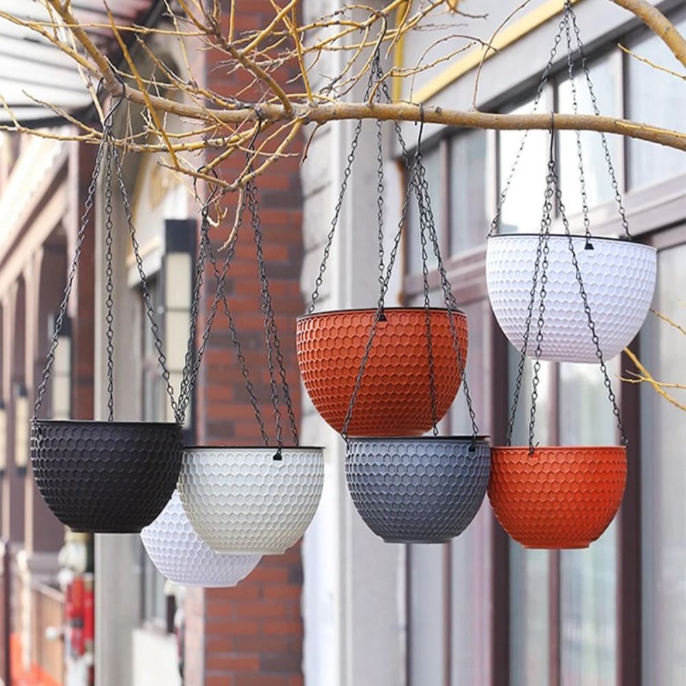 Self Watering Outdoor Hydroponic Flower Pot Durable Plastic Imitation Weaving Design For Garden Dec 1