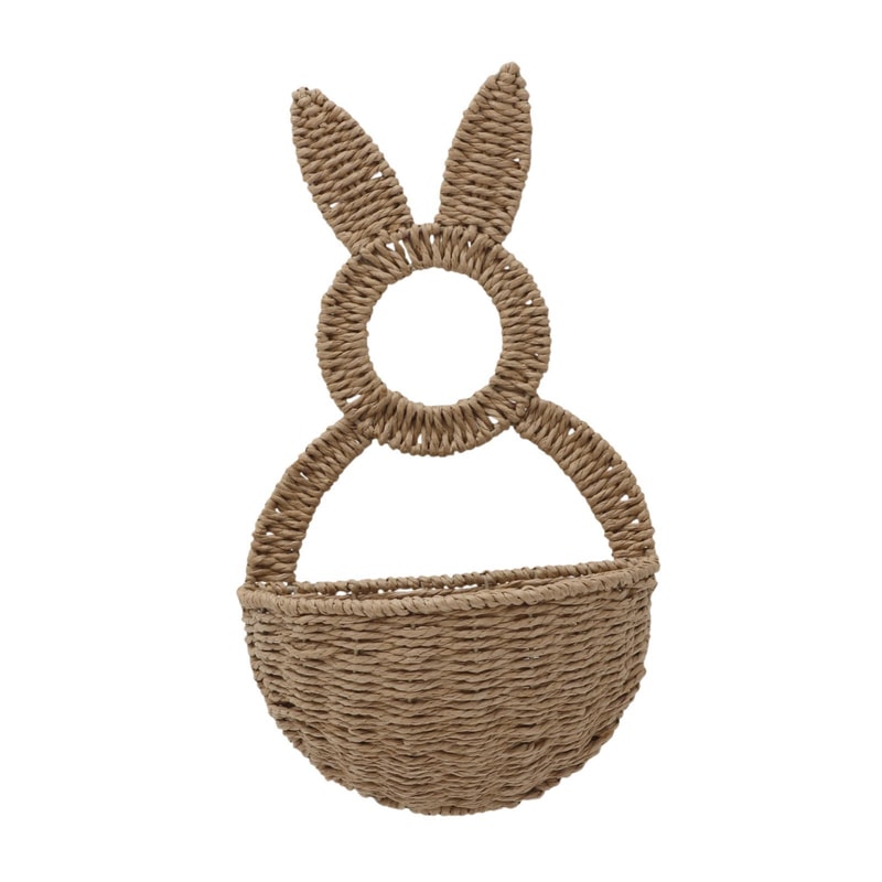 Handwoven Bunny Basket For Easter Door Hanger Flower Pot Holder Charming Festival Decor 4