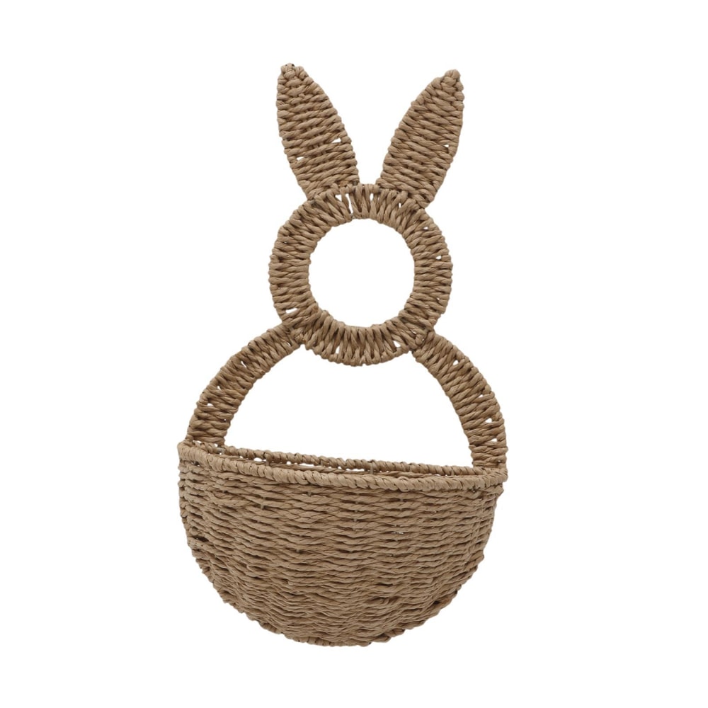 Handwoven Bunny Basket For Easter Door Hanger Flower Pot Holder Charming Festival Decor 2