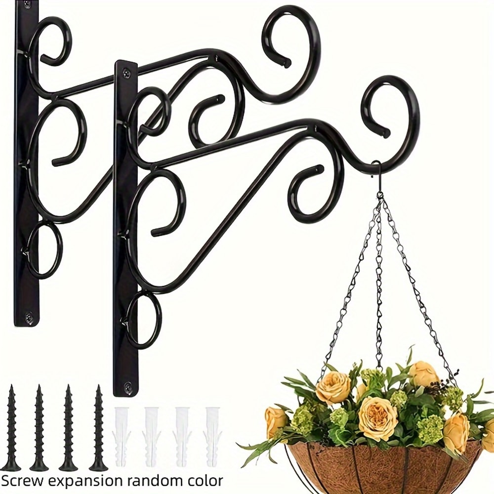 WallMounted Iron Art Flower Pot Stand For Outdoor Garden Balcony Rustic Hanging Basket Holder For S 5