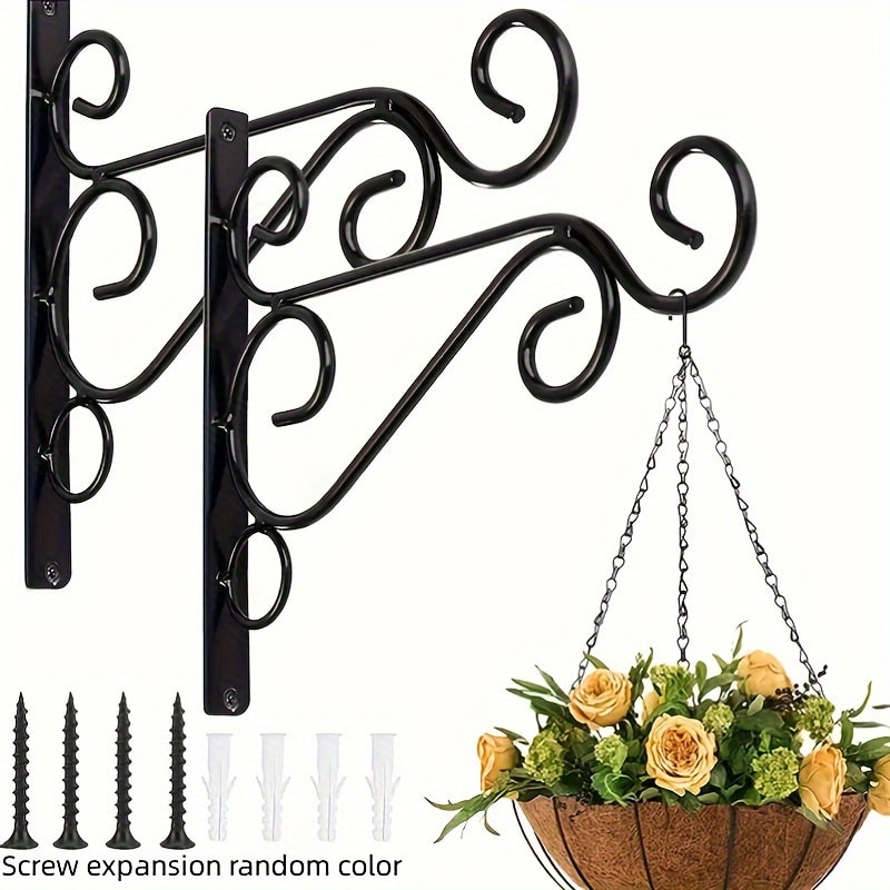 WallMounted Iron Art Flower Pot Stand For Outdoor Garden Balcony Rustic Hanging Basket Holder For S 5