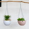 Decorative Woven Hanging Planter with Metal Hook And Drainage Tray Chain Hung Indoor Plant Basket
