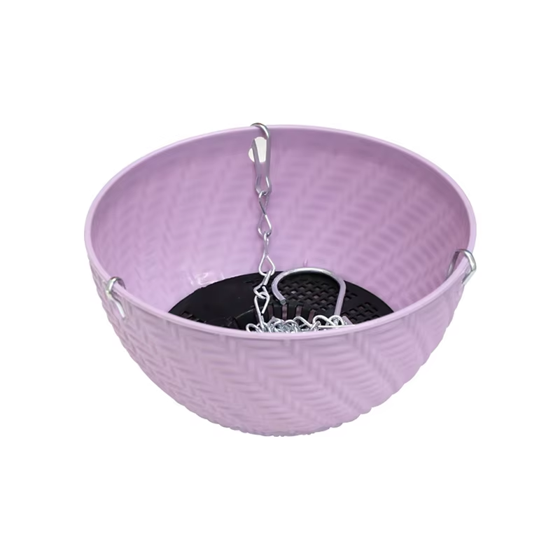 Decorative Woven Hanging Planter with Metal Hook And Drainage Tray Chain Hung Indoor Plant Basket