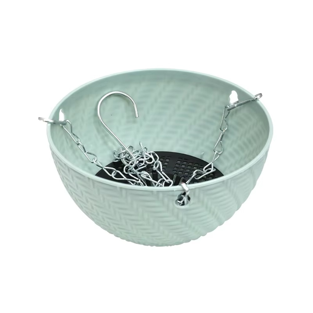 Decorative Woven Hanging Planter with Metal Hook And Drainage Tray Chain Hung Indoor Plant Basket