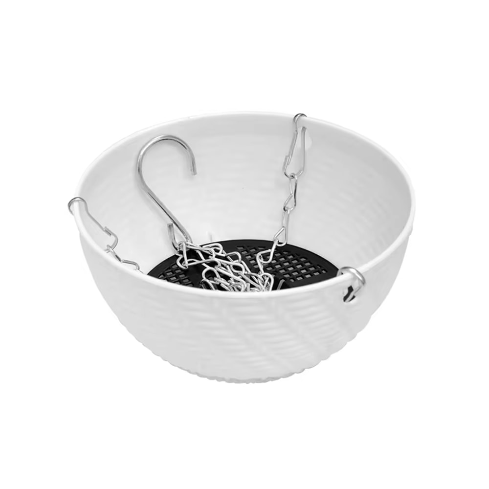 Decorative Woven Hanging Planter with Metal Hook And Drainage Tray Chain Hung Indoor Plant Basket