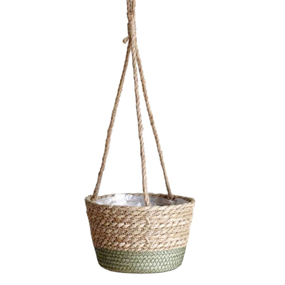 Straw Woven Hanging Flower Pot Eco Friendly Hanging Basket For Indoor Outdoor Plant Decoration 5