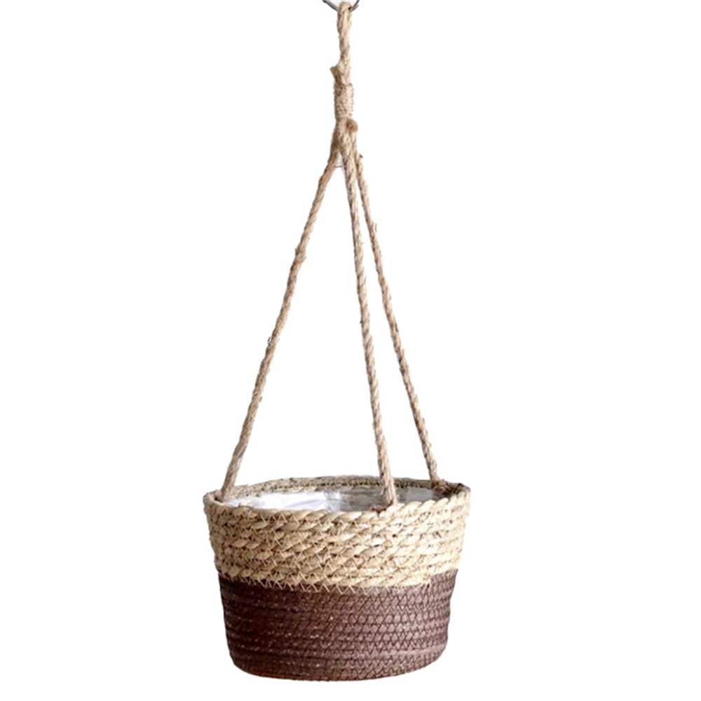 Straw Woven Hanging Flower Pot Eco Friendly Hanging Basket For Indoor Outdoor Plant Decoration 7