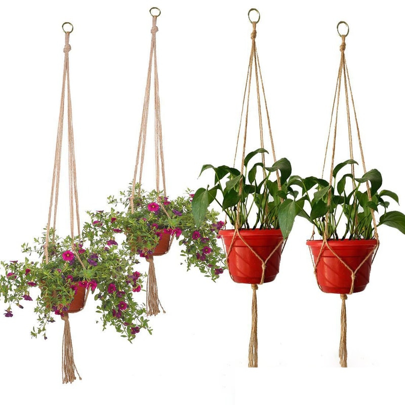 Macrame Hanging Planter Boho Flower Pot Holder for Home, Balcony & Garden Knotted Rope Decor