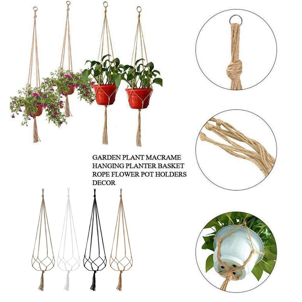 Macrame Hanging Planter Boho Flower Pot Holder for Home, Balcony & Garden Knotted Rope Decor